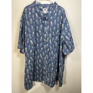 HB Men's 6XL Big & Tall Hawaiian Pineapple Button-Up Shirt Pockets Beach Tourist